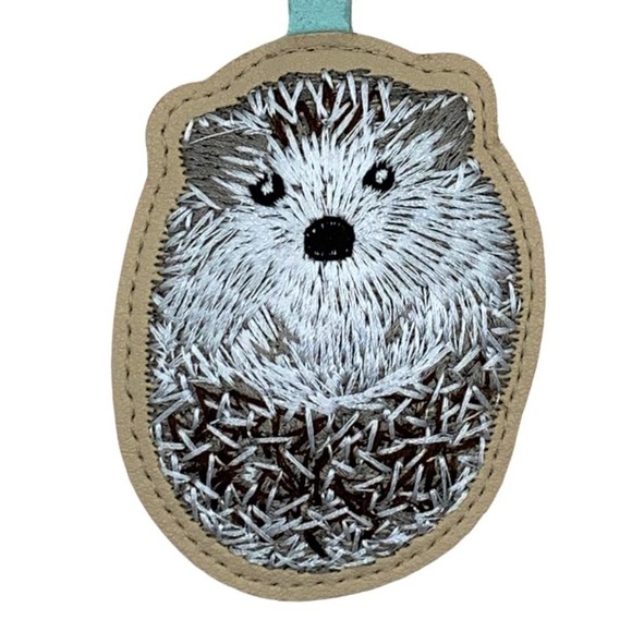 Evenchae Embroidered Cute Hedgehog Keychain, PU Leather, Gift Bag, 4.5"L - Picture 4 of 5